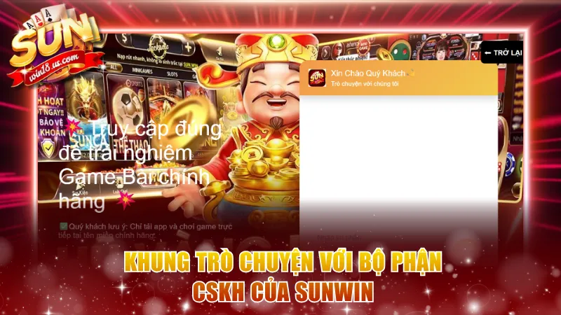 Khung trò chuyện với bộ phận CSKH của Sunwin